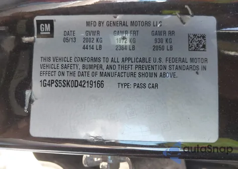 2013 Buick Verano Leather Group from USA, damaged, VIN 1G4PS5SK0D4219166